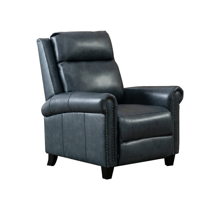 Set of two luxurious leather recliners with nailhead trim