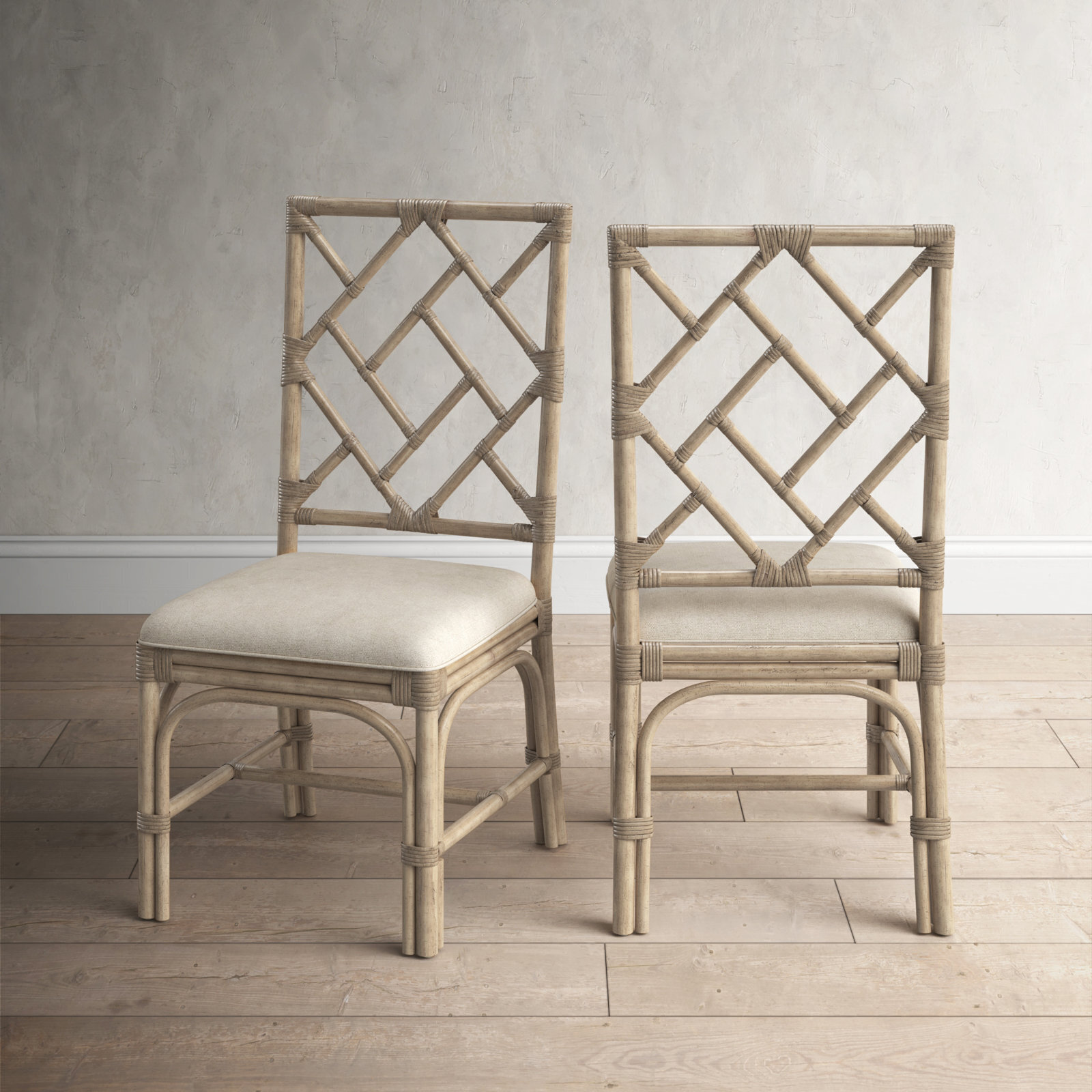 Set of Two Rattan Dining Chairs
