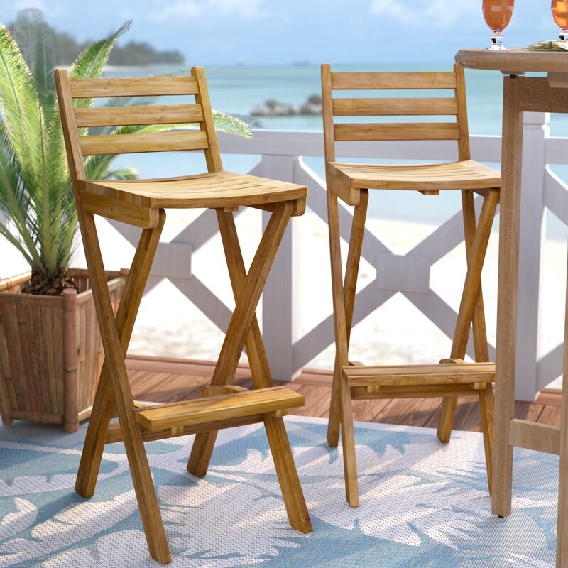 Set of Two Rustic Outdoor Bar Stools