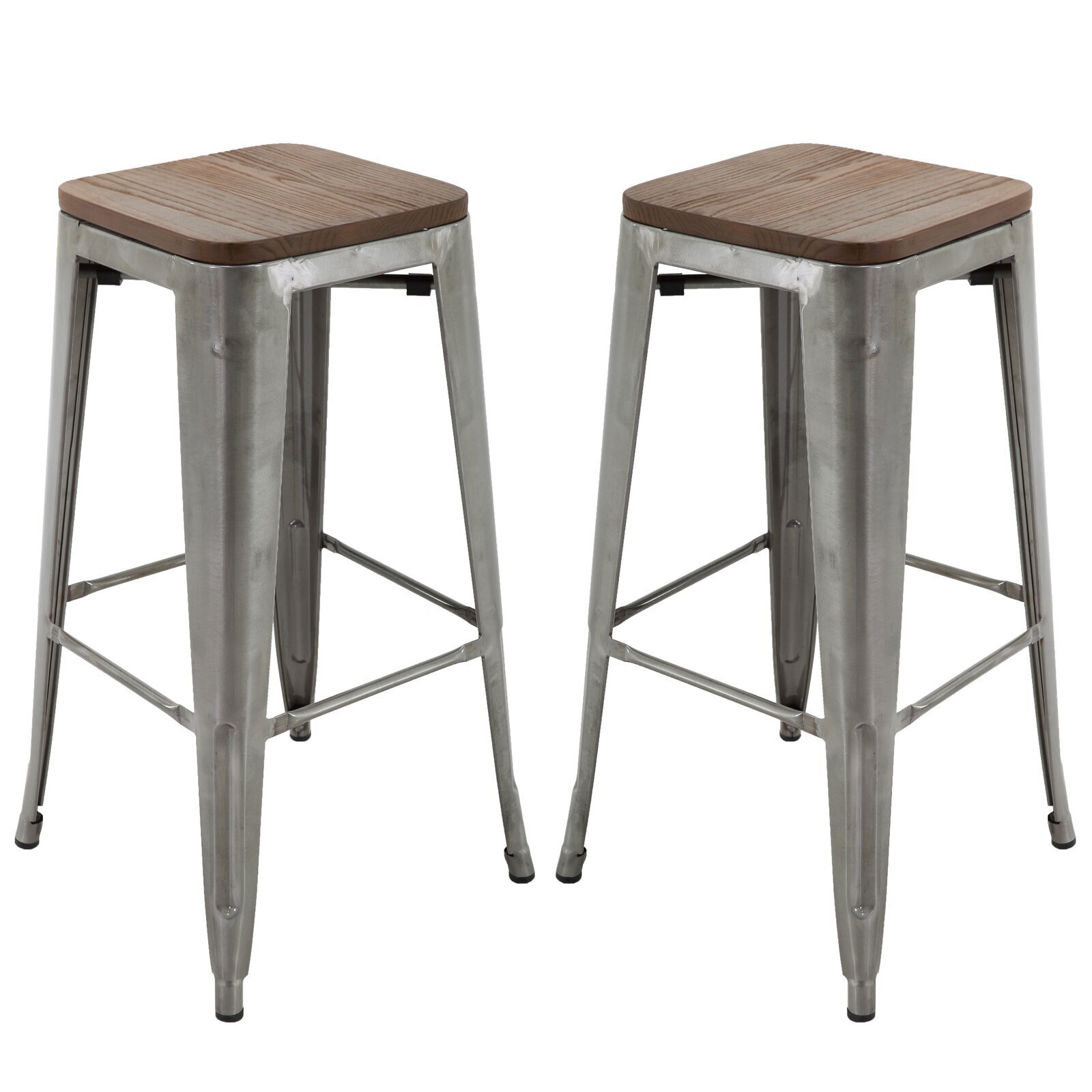 Set Of Two Stainless Steel Bar Stools