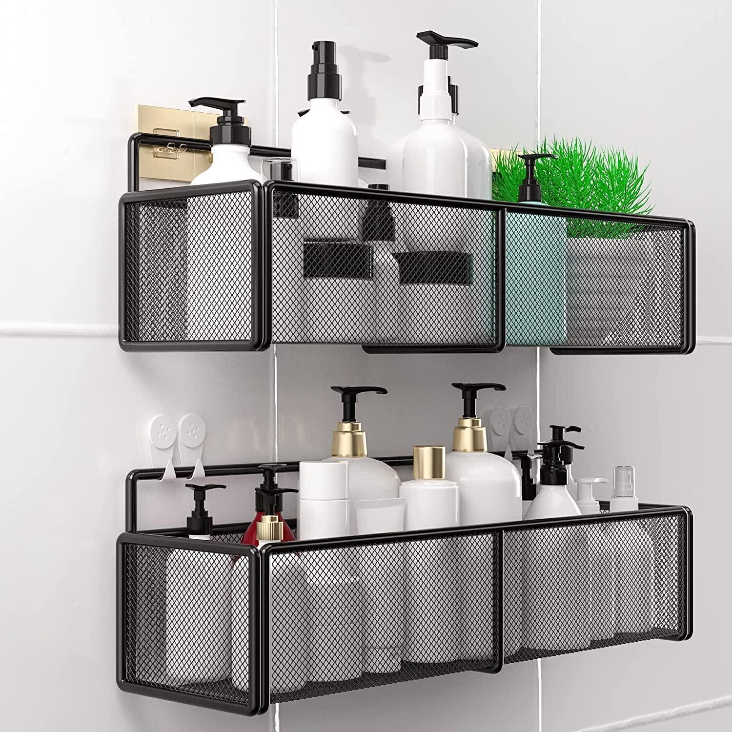 Set of two stylish shower shelves