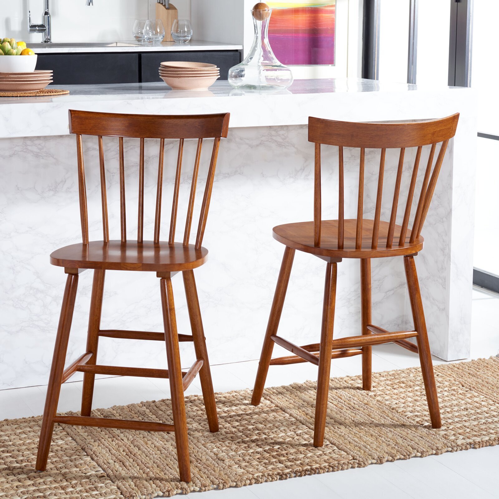 Shaker bar stools with backrests