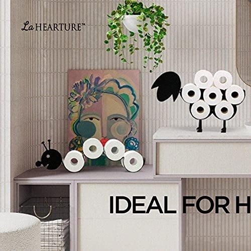 Sheep Toilet Paper Roll Holder - Metal Wall Mounted or Free Standing Bathroom Tissue Storage, 8 Rolls Gift for Women Men Kid