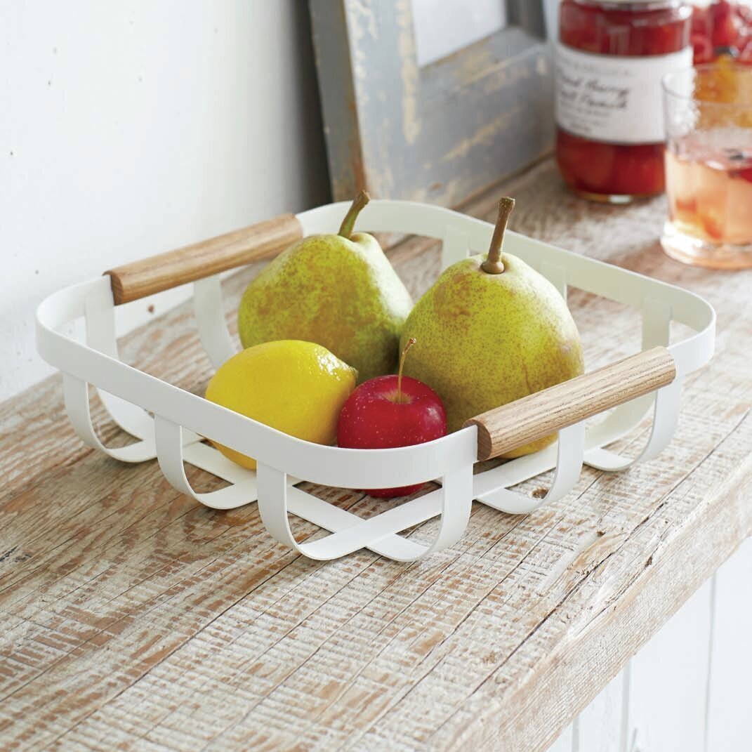 Short Square Open Grid Country Fruit Bowl