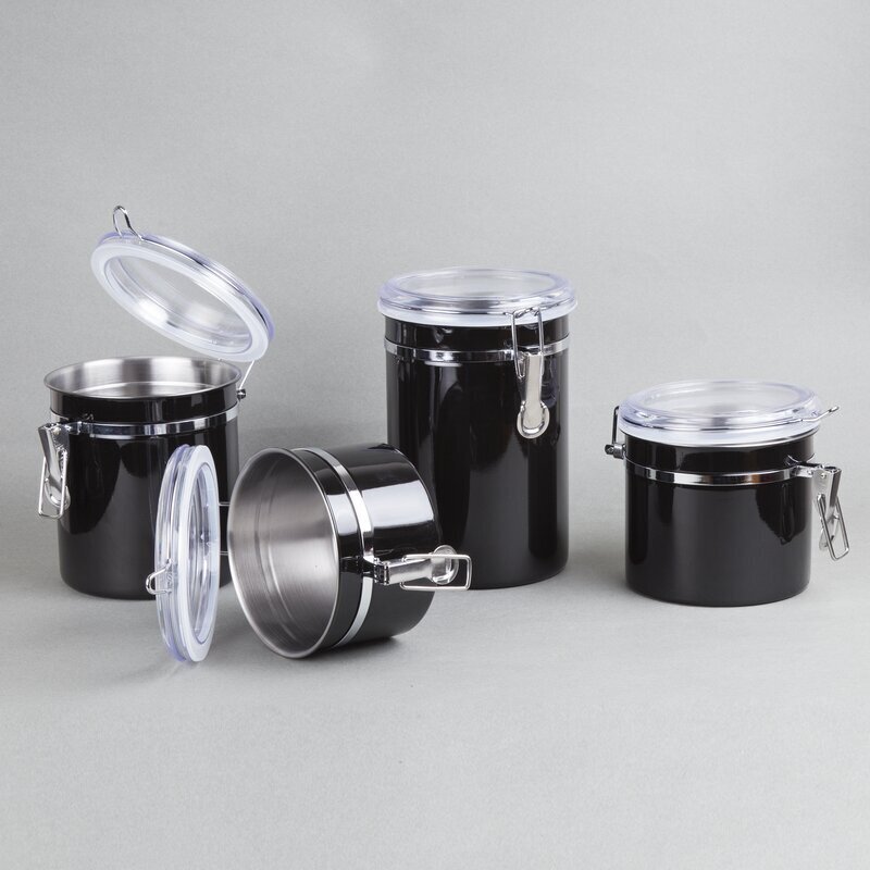 Silicone Lid Black Kitchen Canisters