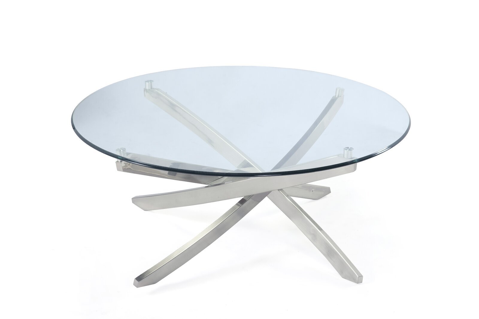 Silver, Cross Legged Glass Table