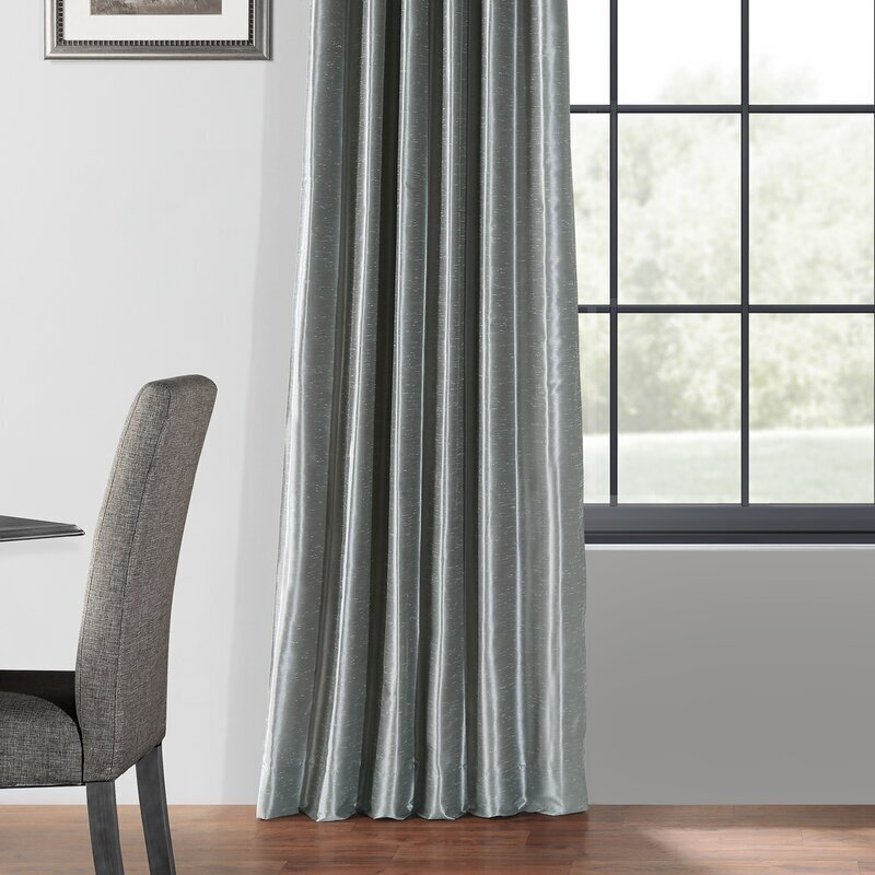 Silver Faux Silk Taffeta Curtains