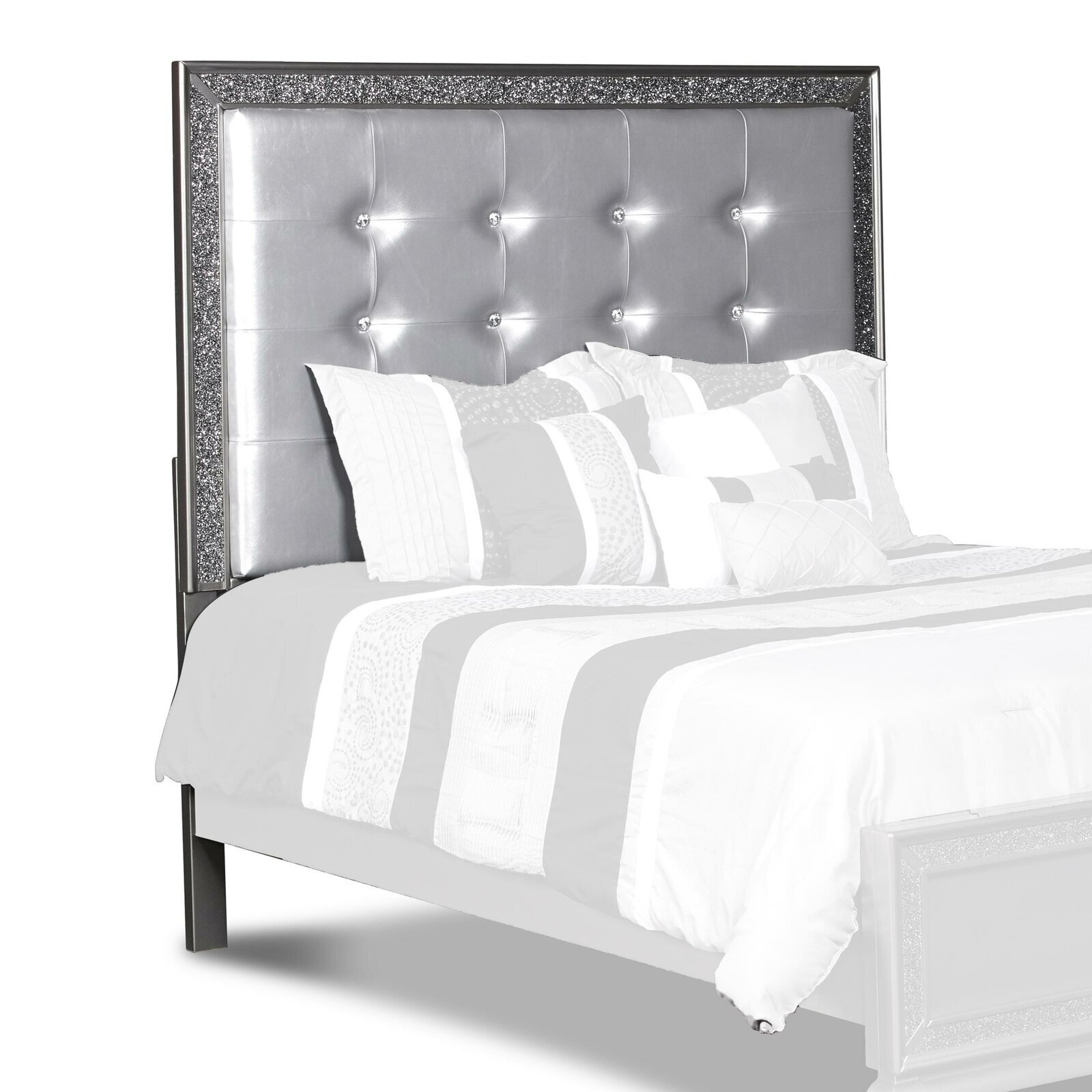 Silver Headboard King Size With Crystals