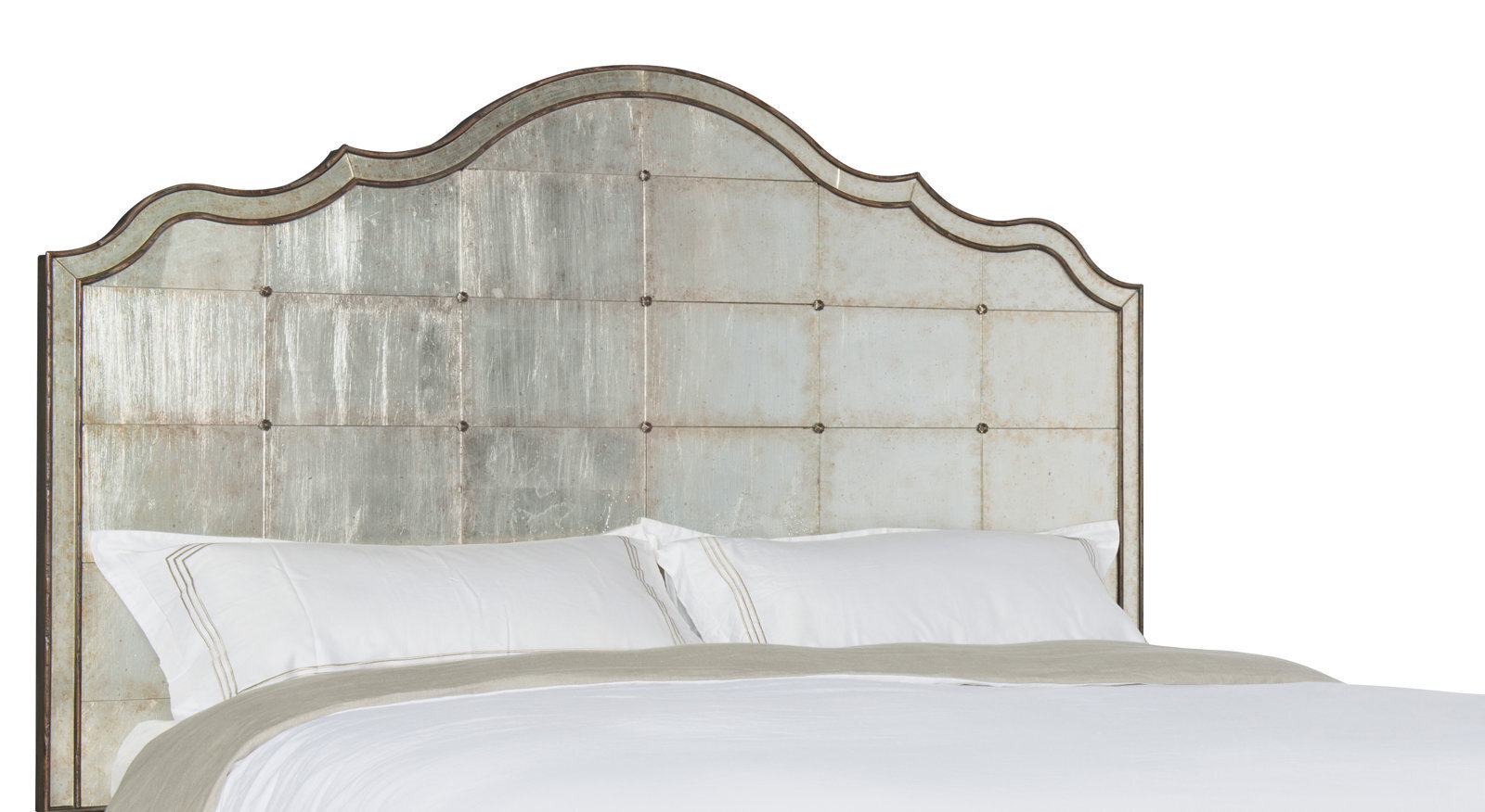 Silver Headboard With Mirrored Panel