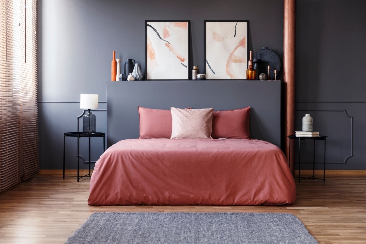 Charcoal and Blue Grey Bedroom Color Scheme