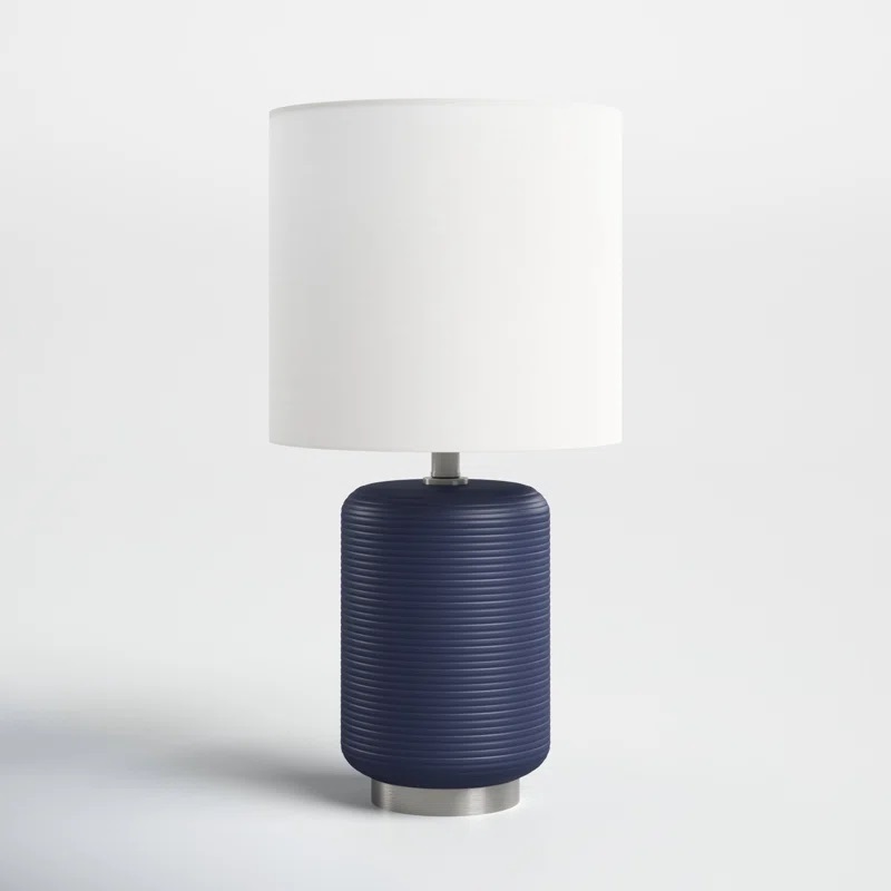 Simple Cylinder Navy Blue Table Lamp