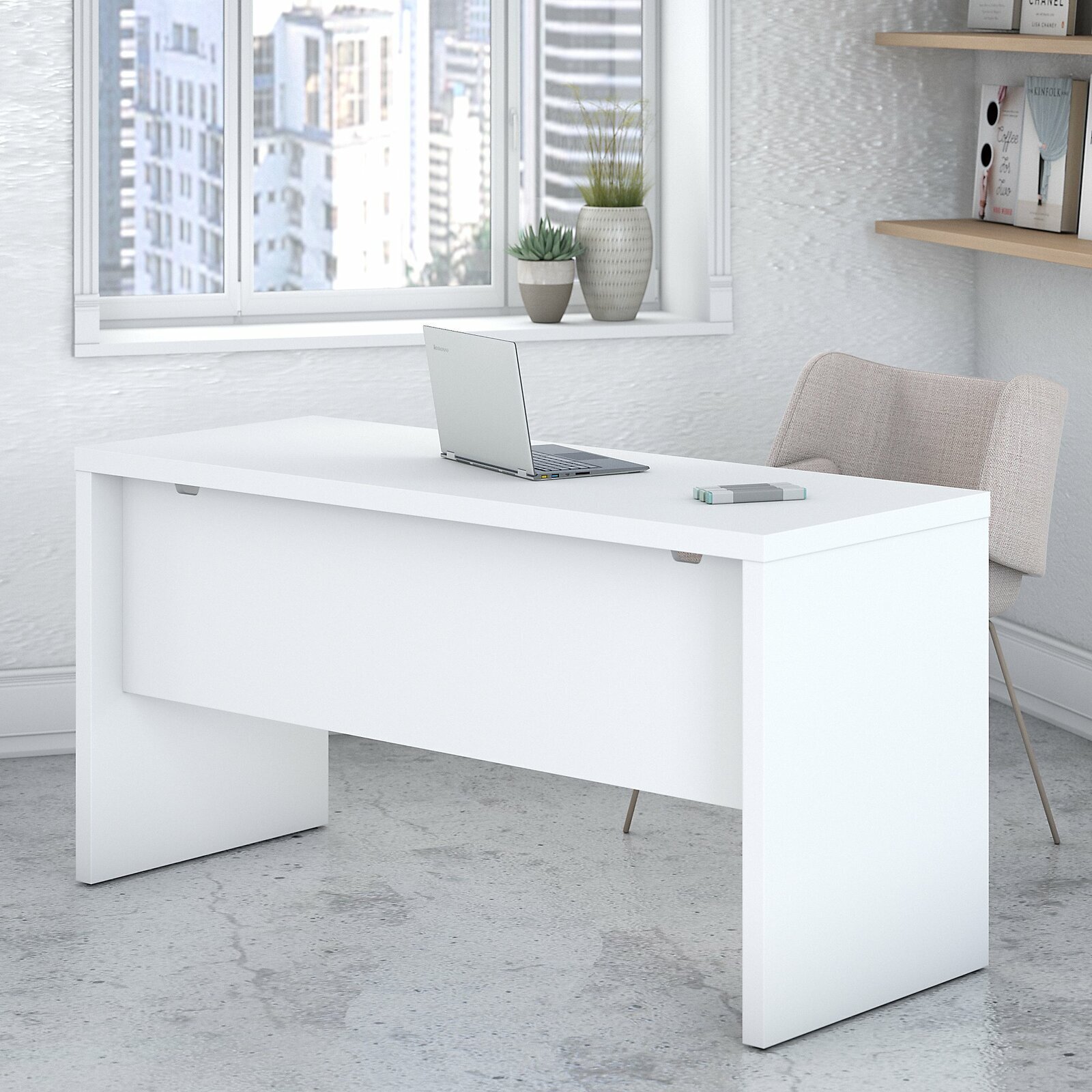 Simple White Rectangular Desk  