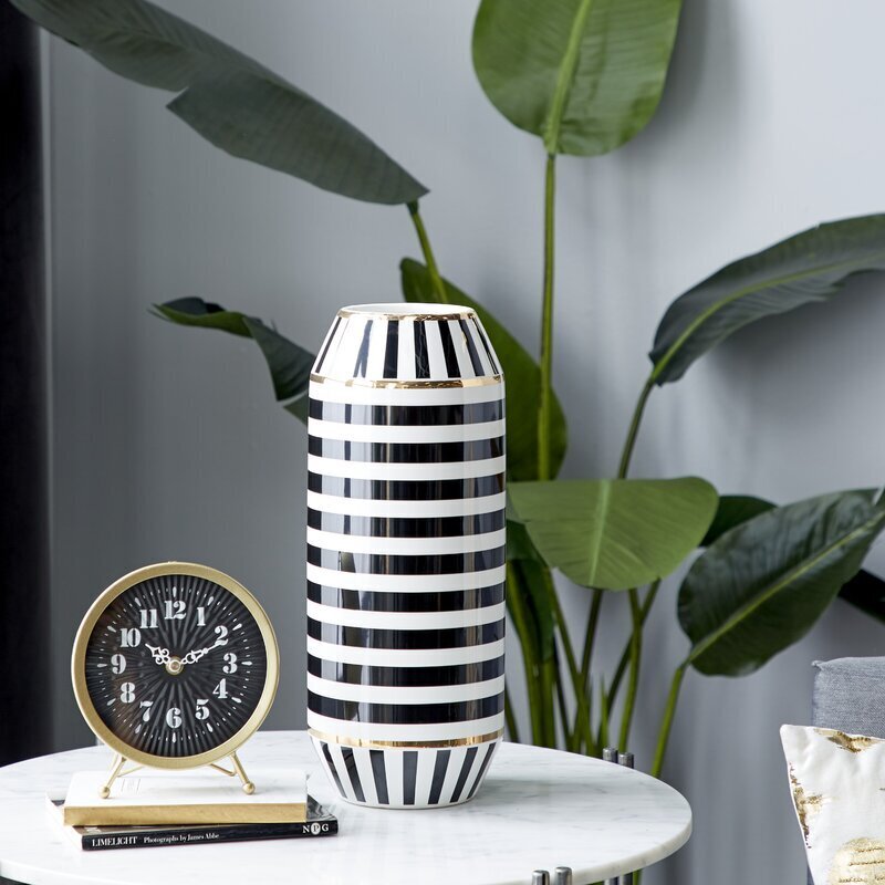 Skinny Striped Contrasting Mid Century Modern Vase