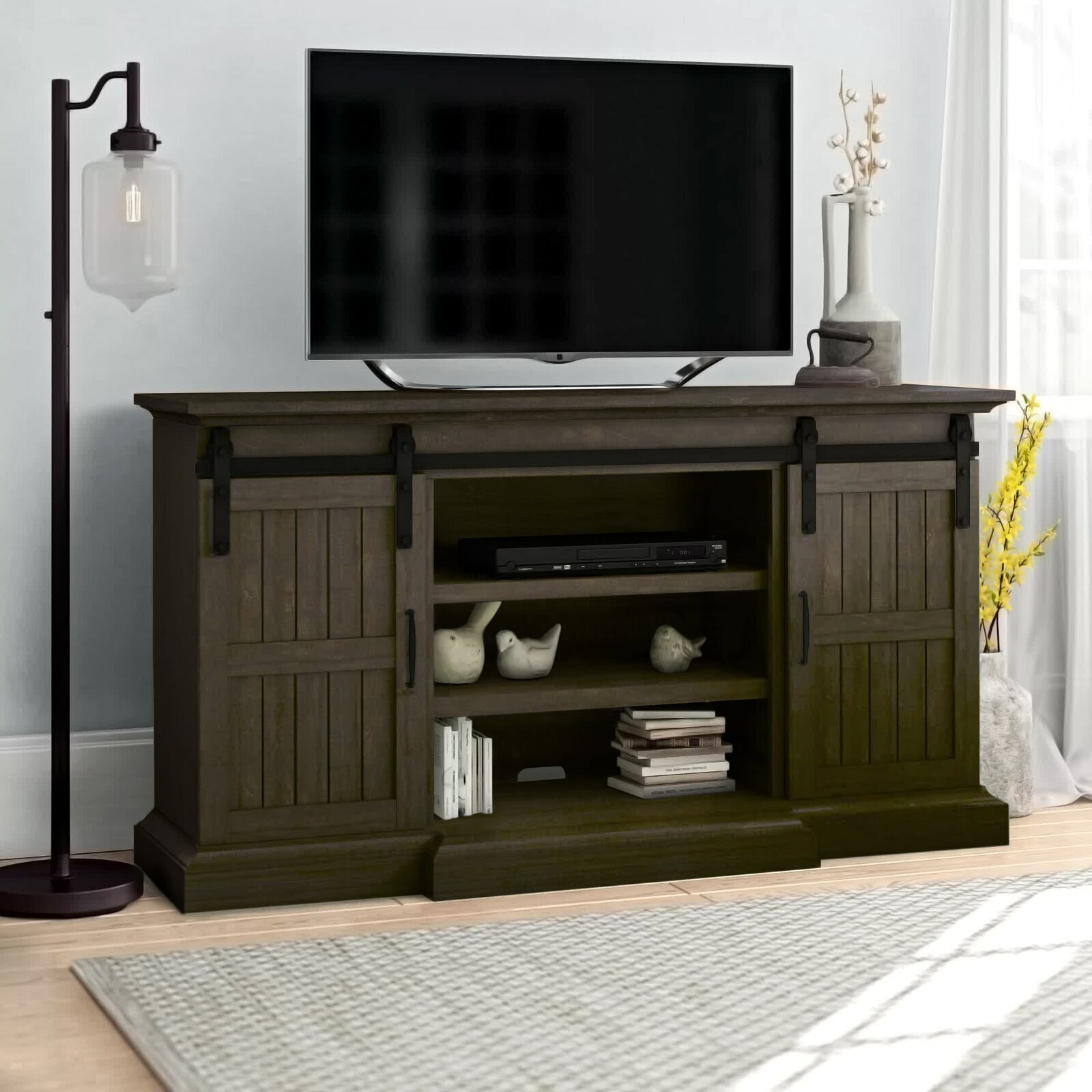 Slatted Country Style TV Stand