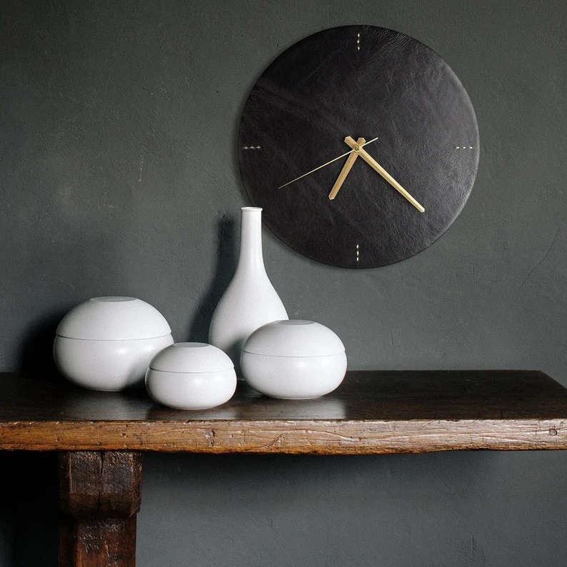 Sleek and Simple Modern Leather Wall Clock