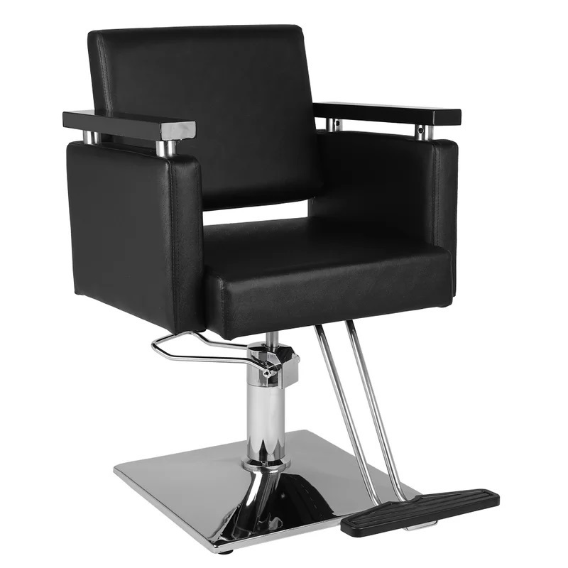 Sleek Black Hydraulic Portable Salon Chair