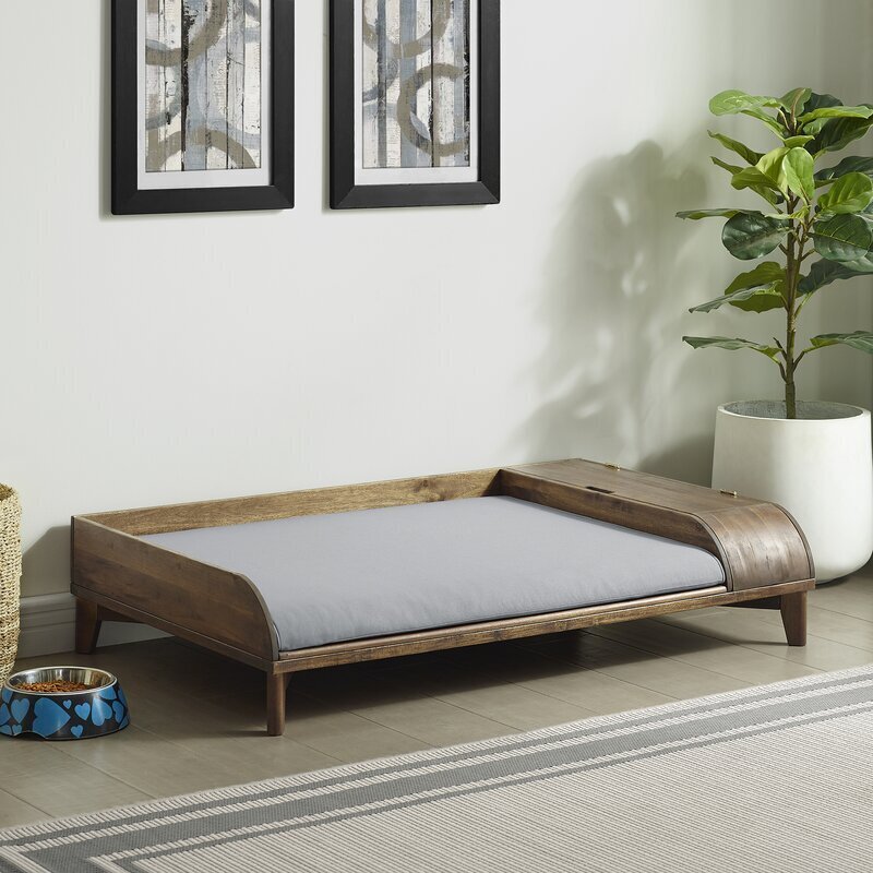 Sleek Mid Century Modern Wood Dog Bed
