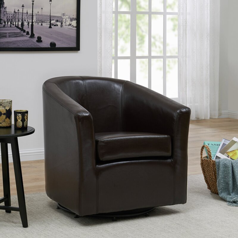 Sleek Modern Barrel Swivel Chair 