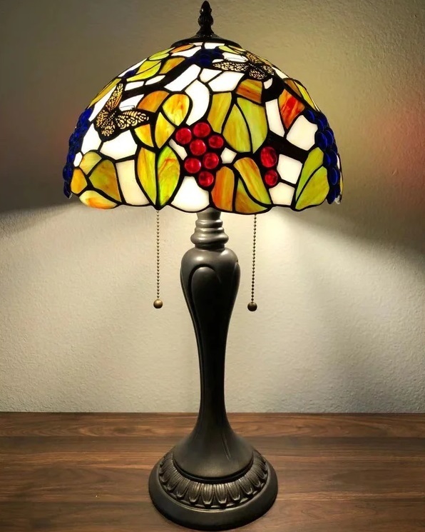 Slender Butterfly Tiffany Lamp With Dome