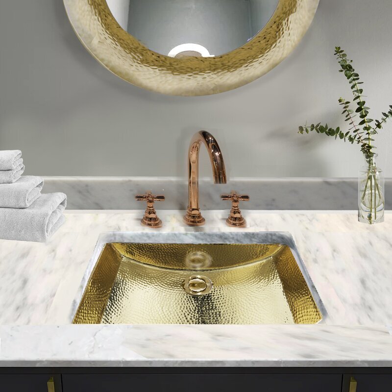 Sink area mini-makeover with brass towel bar under the sink