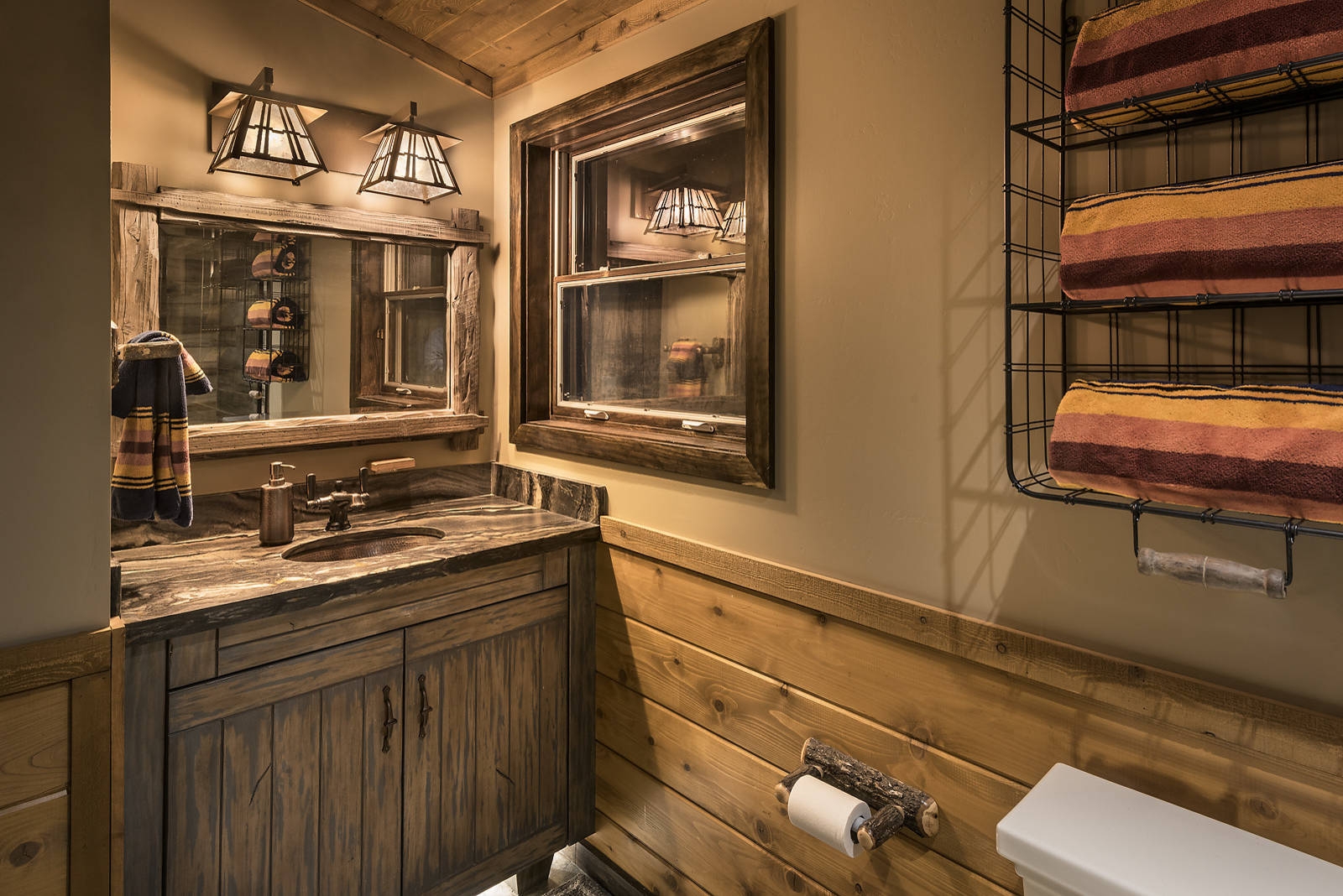 Cabin style bathroom accessories