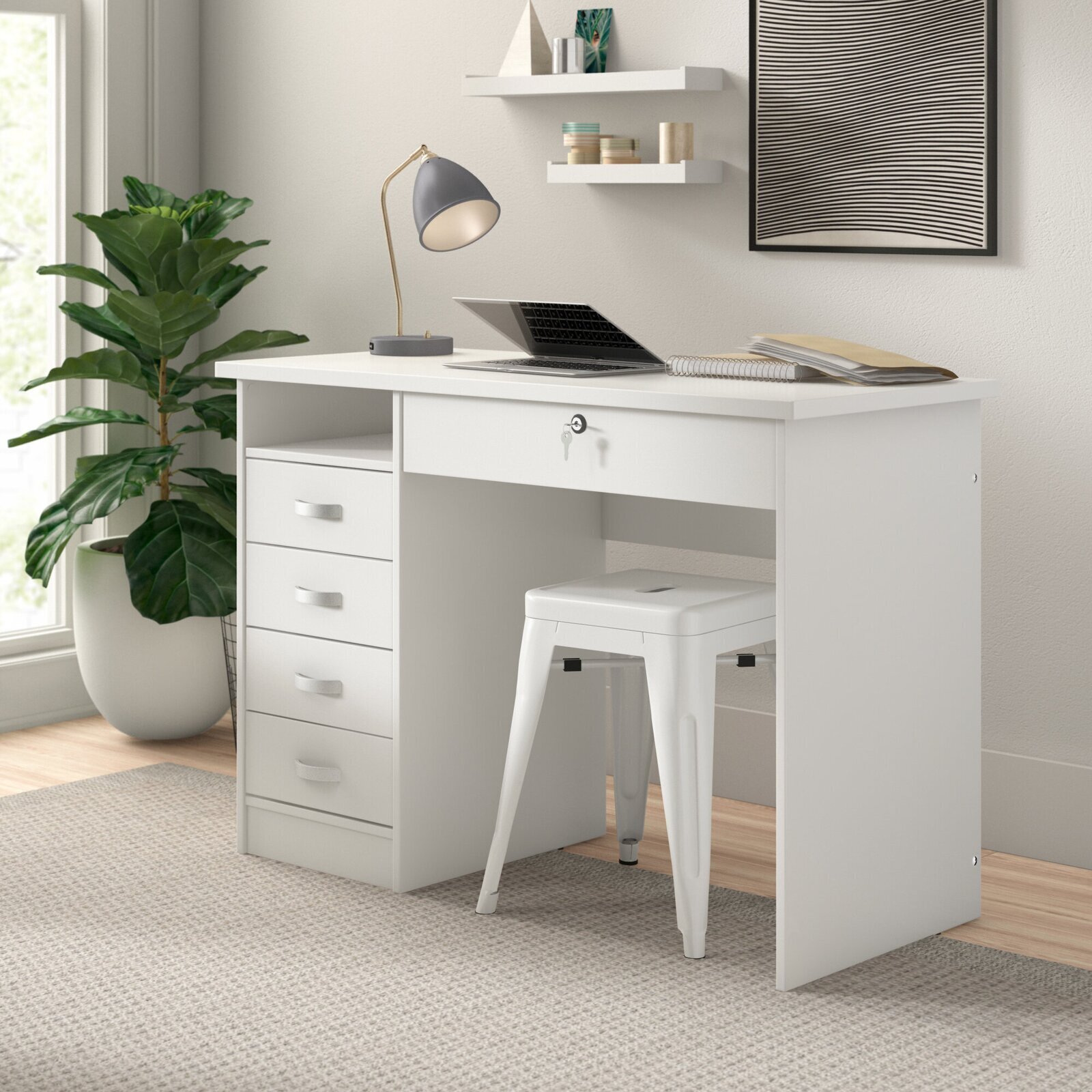 Small Desk with Locking Drawer 