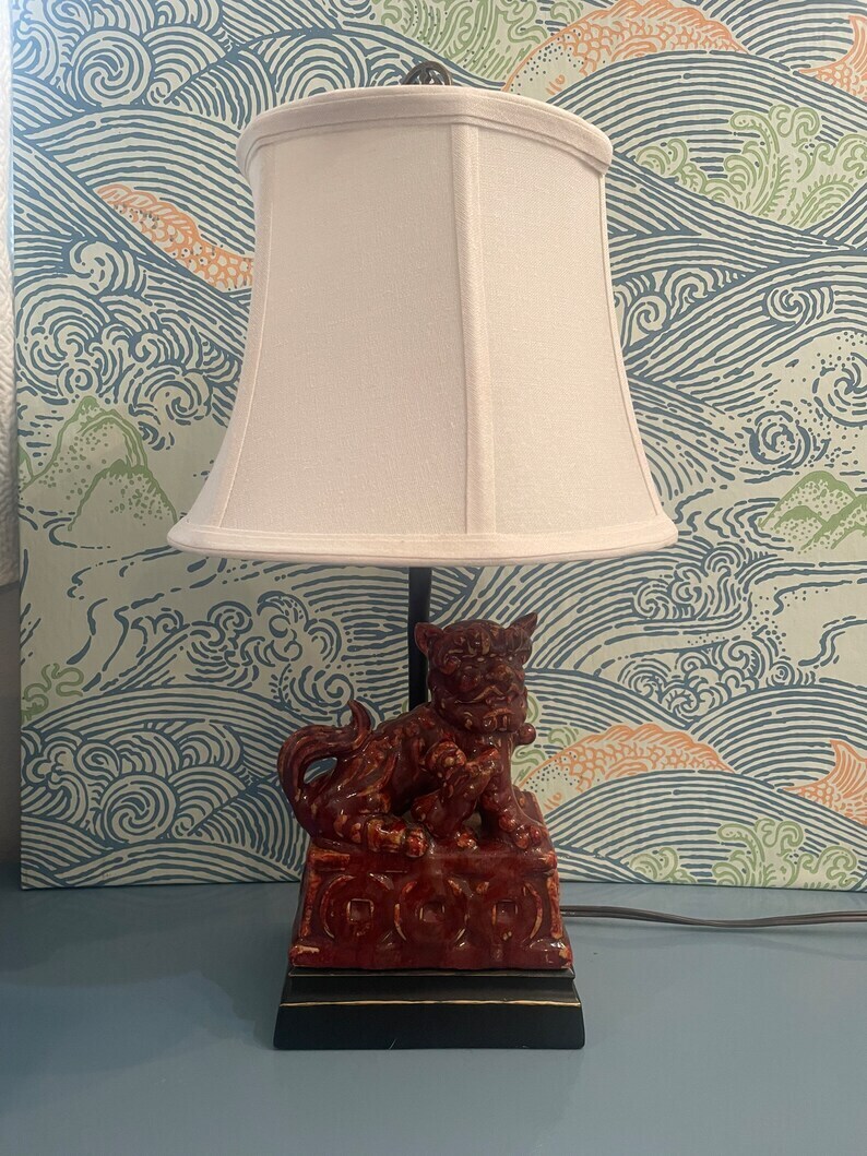 Small Dog Lamp With Contemporary Shade