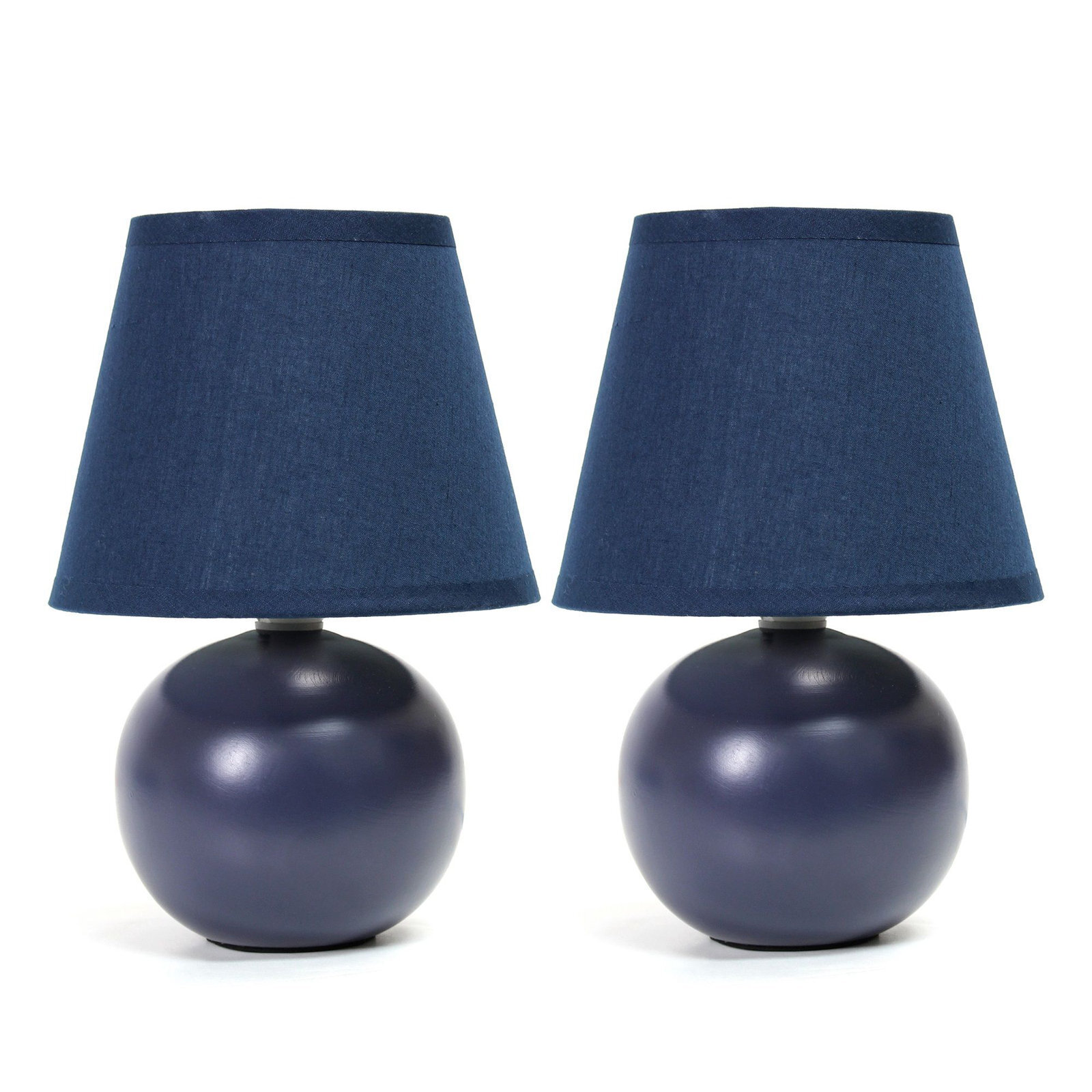 Small Globe Navy Blue Bedside Lamps