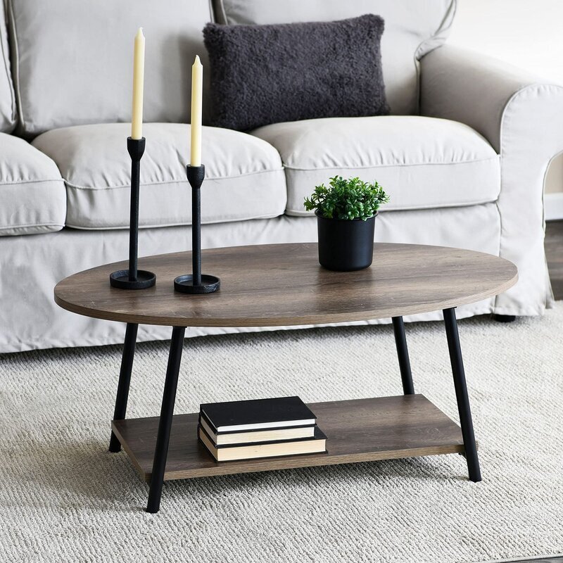 Small oval coffee table with storage