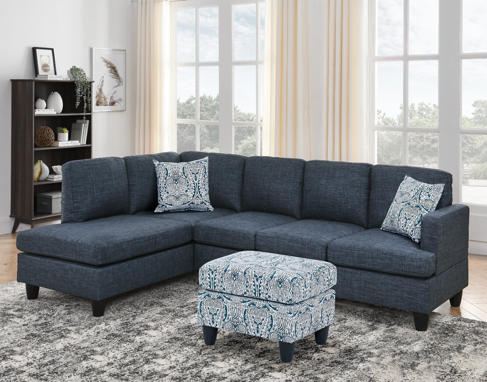 Sofa With Patterned Ottoman