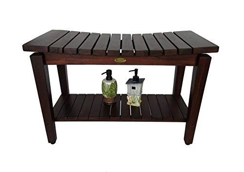 Sojourn 30" Contemporary Teak Eastern Style Shower Bench with Shelf
