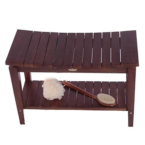 Sojourn 30" Contemporary Teak Eastern Style Shower Bench with Shelf