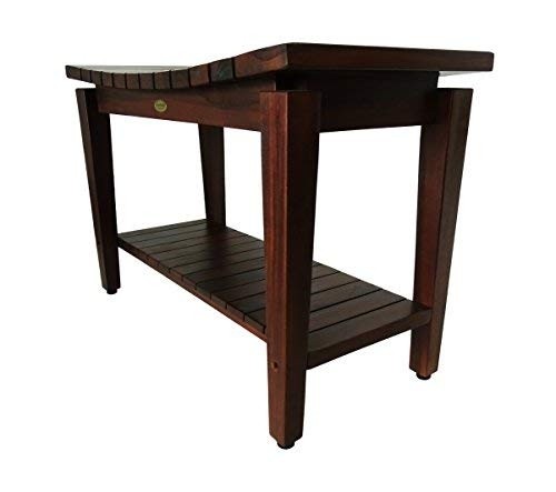 Sojourn 30" Contemporary Teak Eastern Style Shower Bench with Shelf