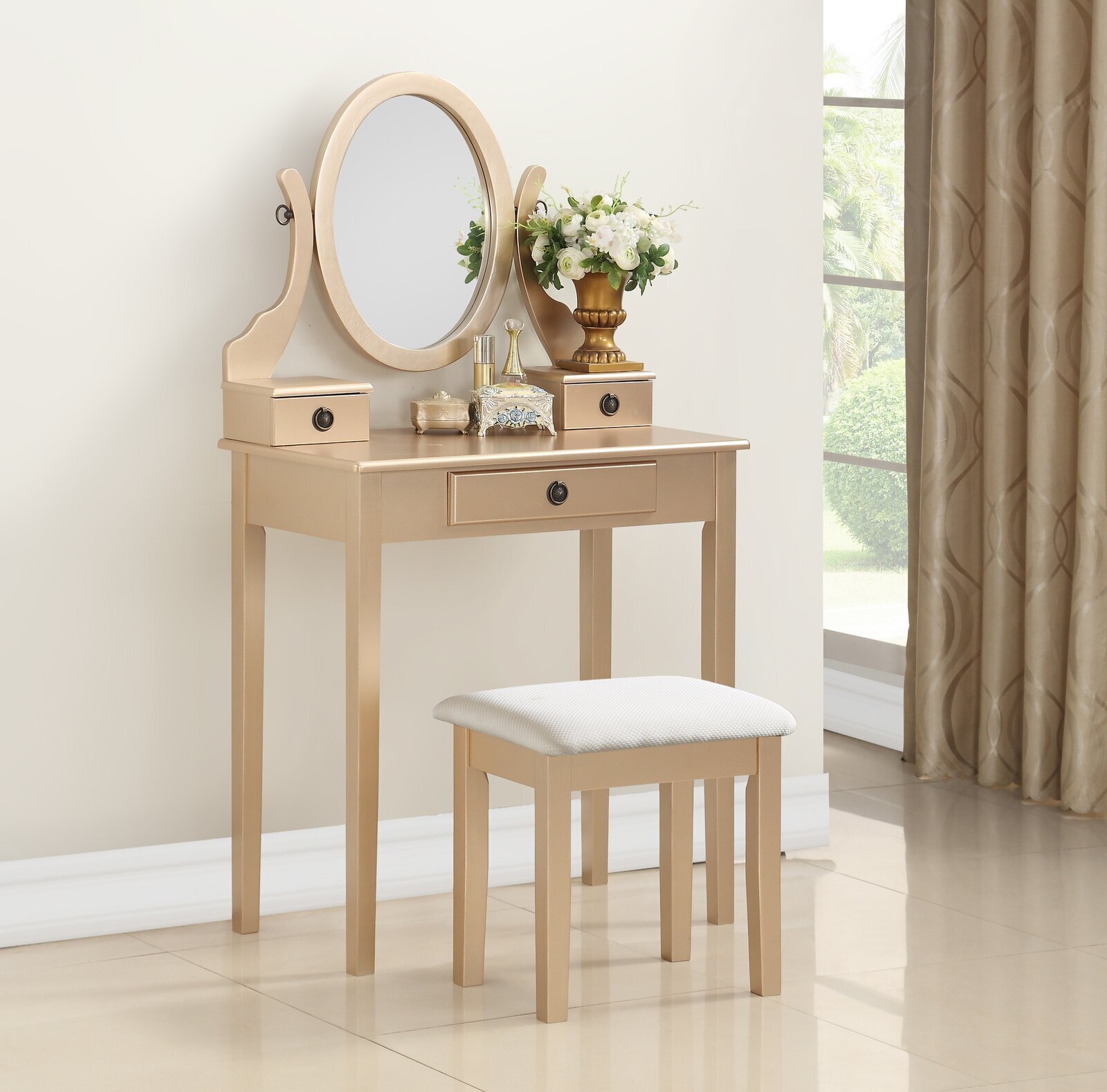 Solid and manufactured wood teenager dressing table 