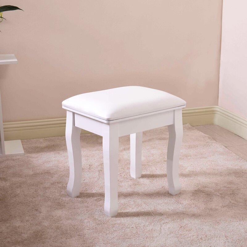 Solid and manufactured wood vanity stool Ikea