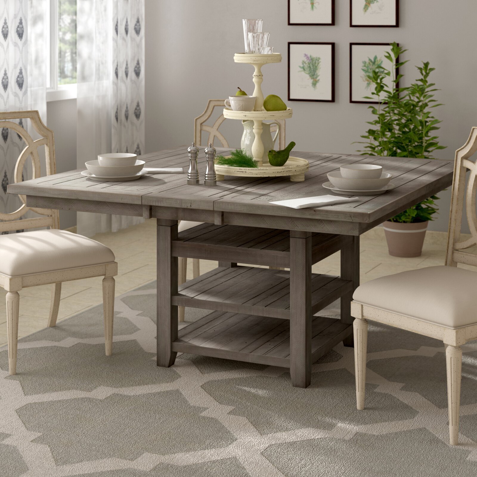 Solid Pedestal Square Dining Table