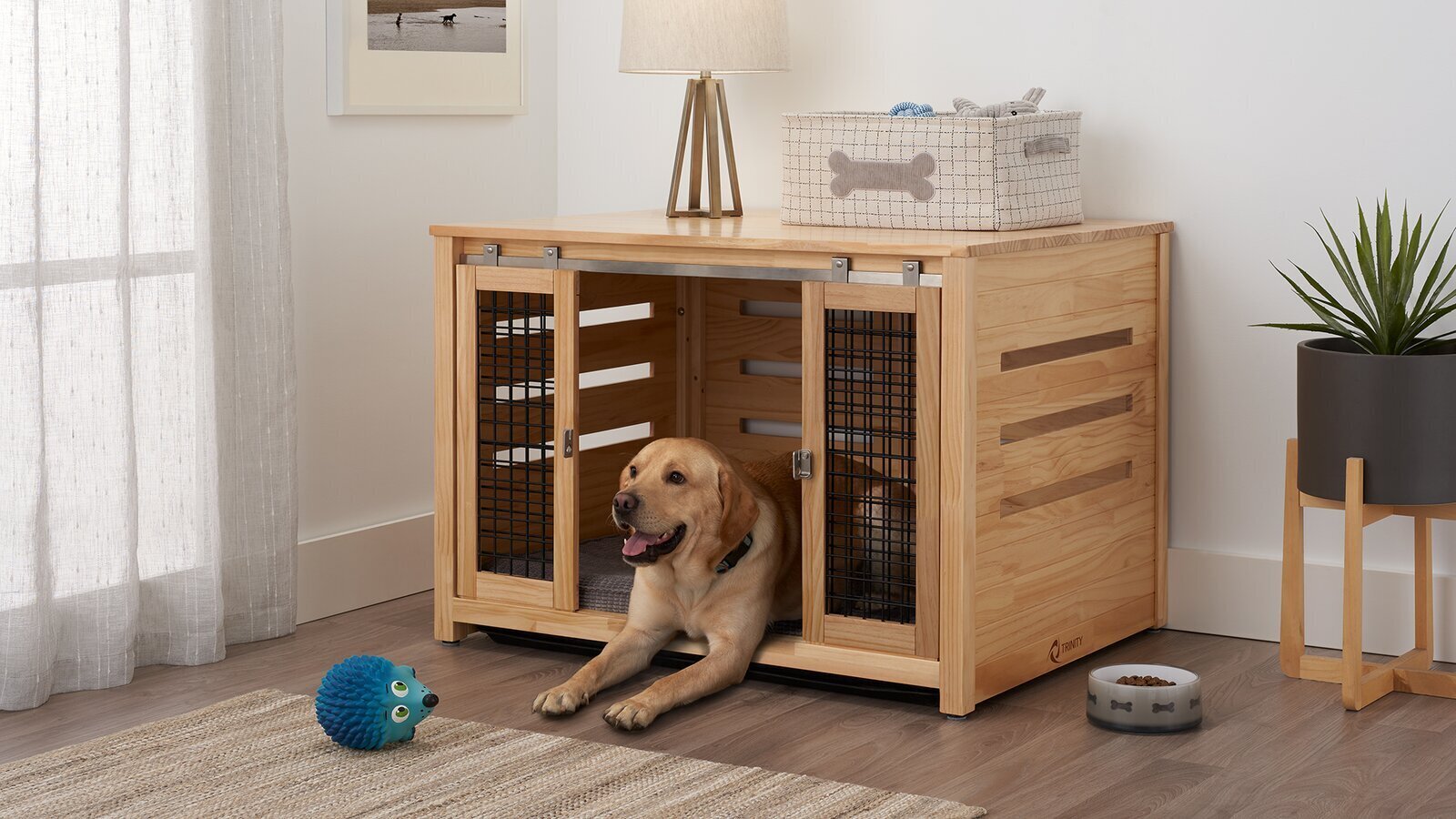 Solid Pine Wood Dog Crate 
