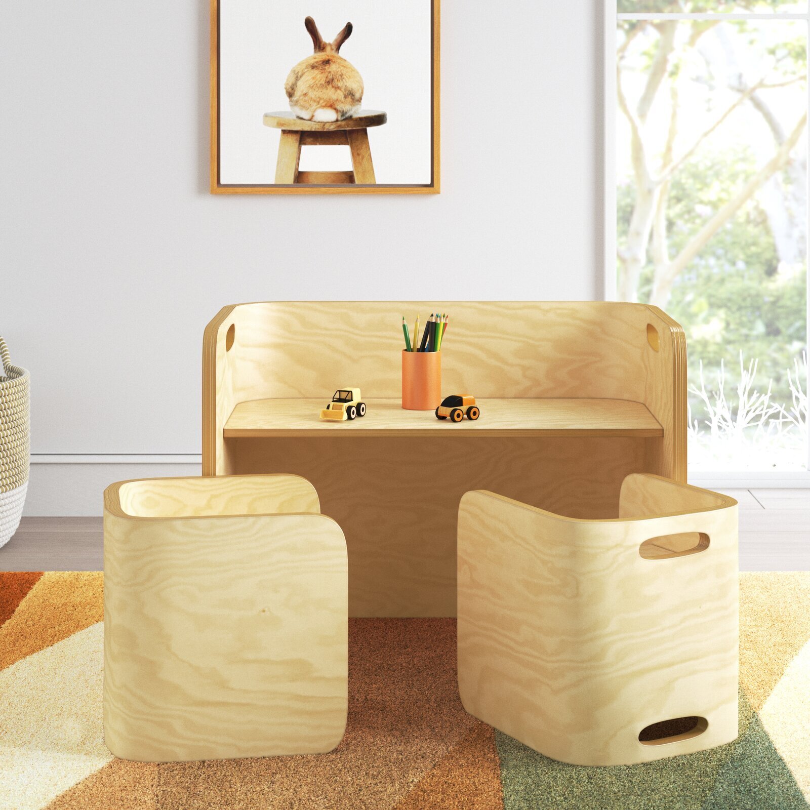Solid Wood Children’s Table and Chairs 