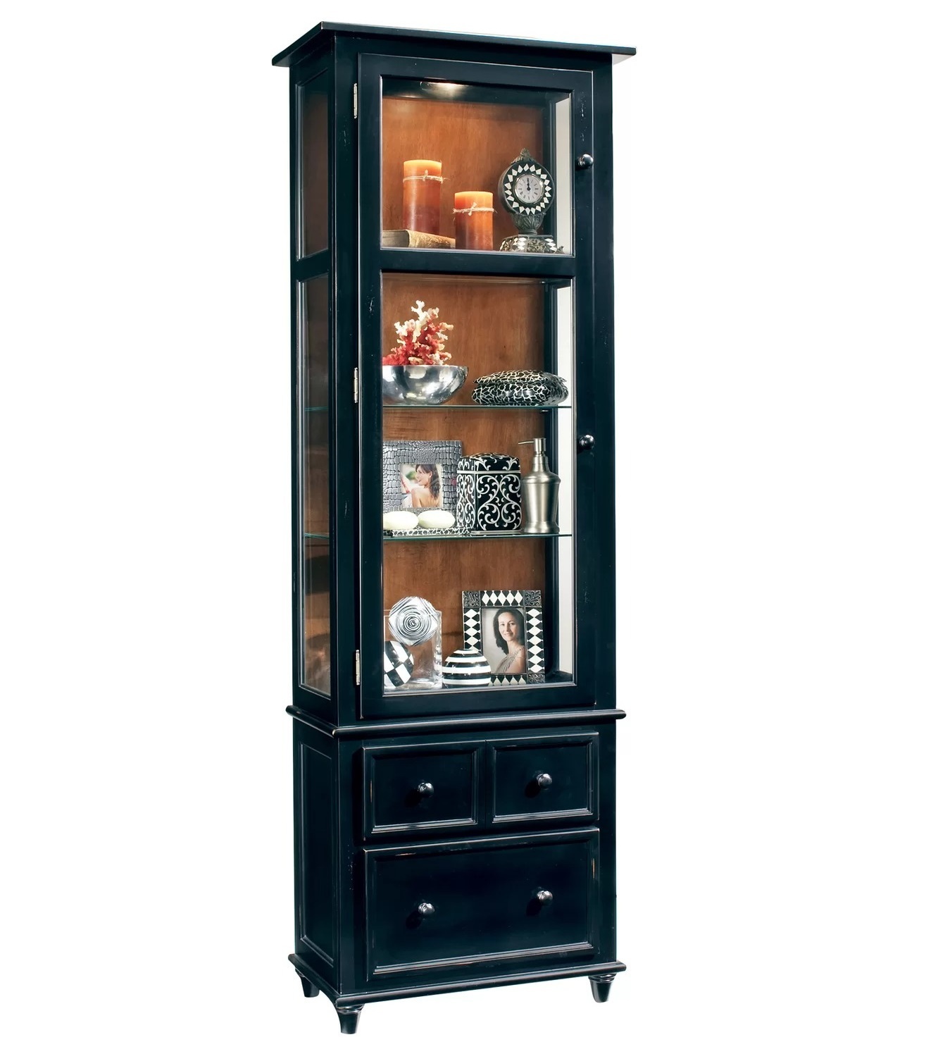 Solid wood china cabinet with glass doors 