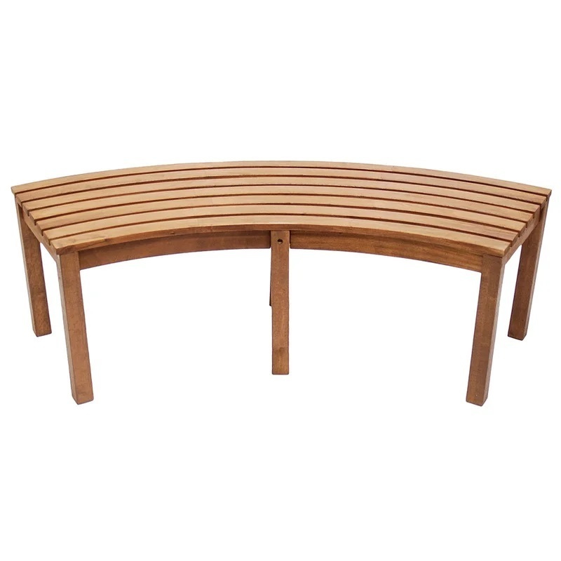 Solid Wood Curved Outdoor Bench