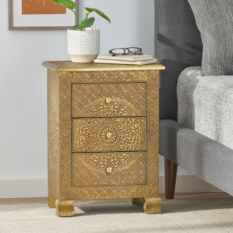 Solid Wood Gold Nightstand