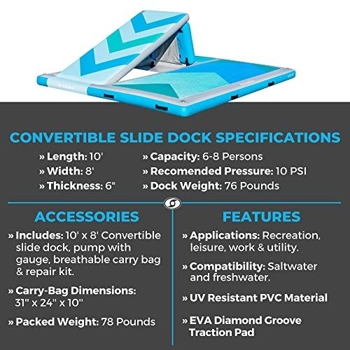 Solstice 10' x 8' Convertible Slide Inflatable Dock - one Size