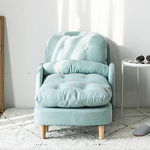 Souleden Folding Lazy Sofa Chair with Ottoman Adjustable Sofa Bed Thick Padded Linen Recliner Armchair Set Sofa Lounger Bed with Pillow for Living Bedroom Small Room Apartment Yellow