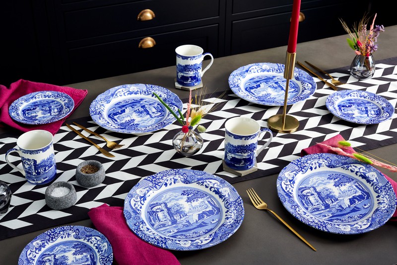 Spode Blue Italian 12 Piece Dinnerware Set, Service for 4