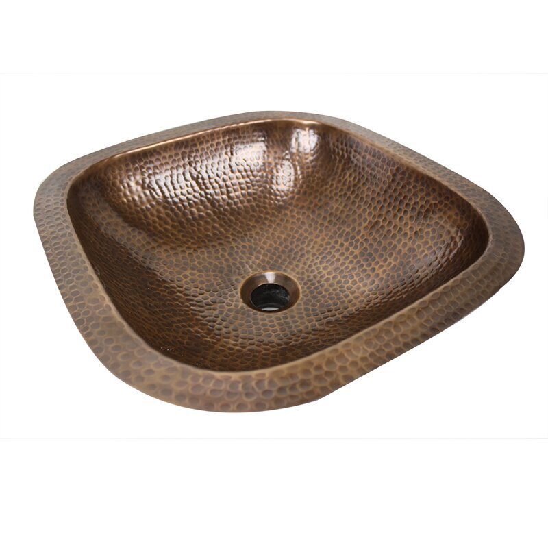 Hammered Patina Brass Wall Mount Sink With Solid Brass Faucet