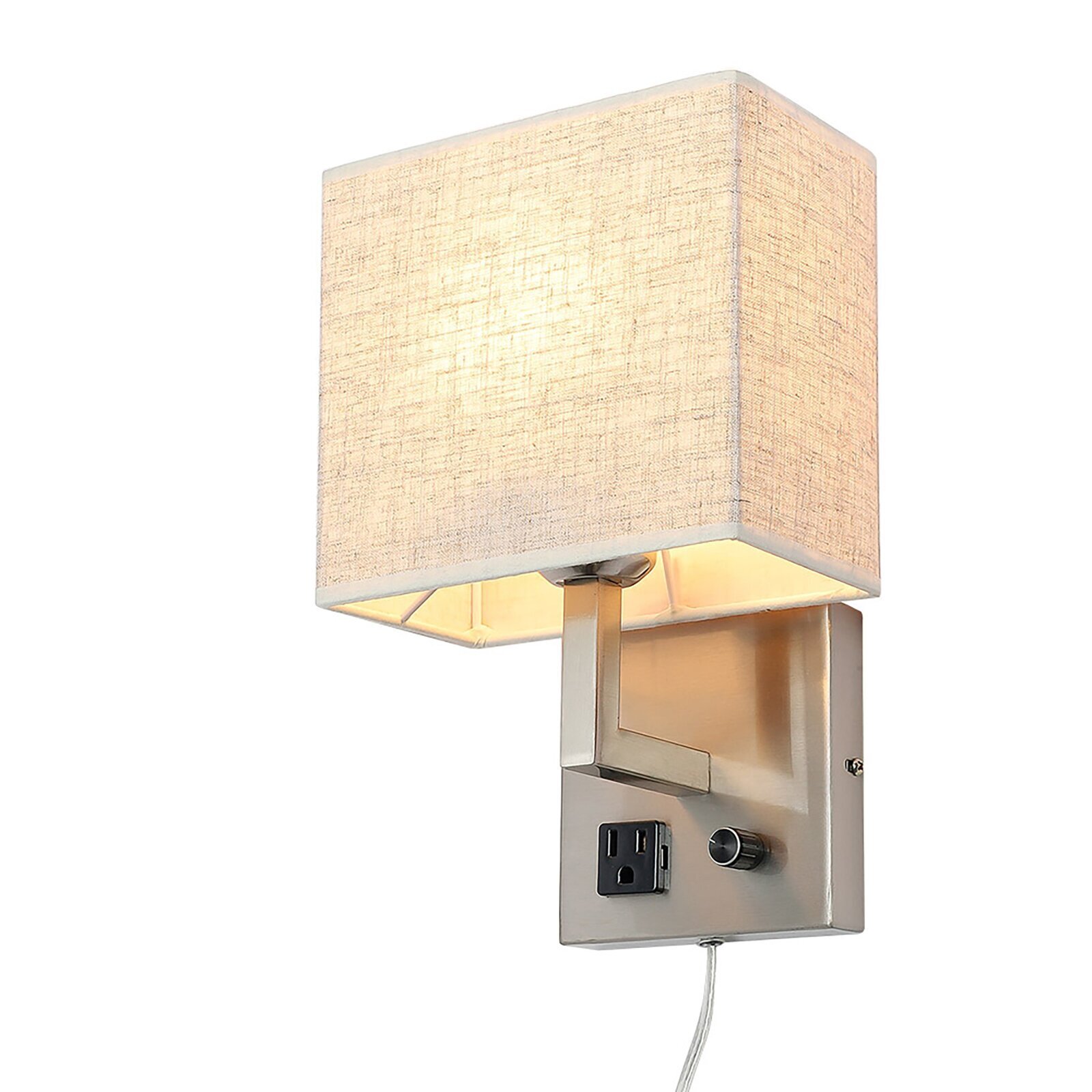 Square Fabric And Silver Lamp 
