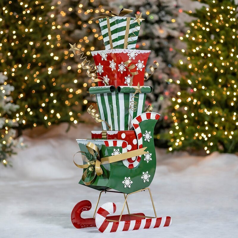Stacked Christmas Sled Décor