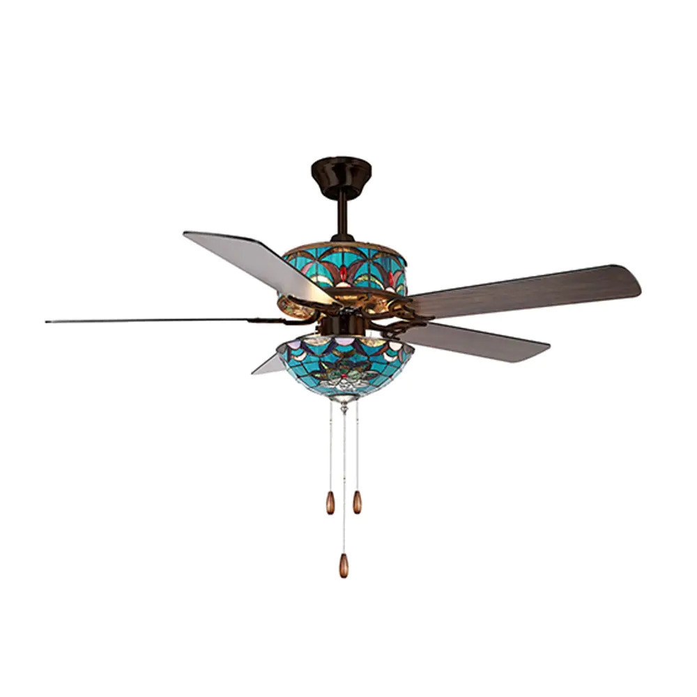 Stained glass ceiling fan with remote