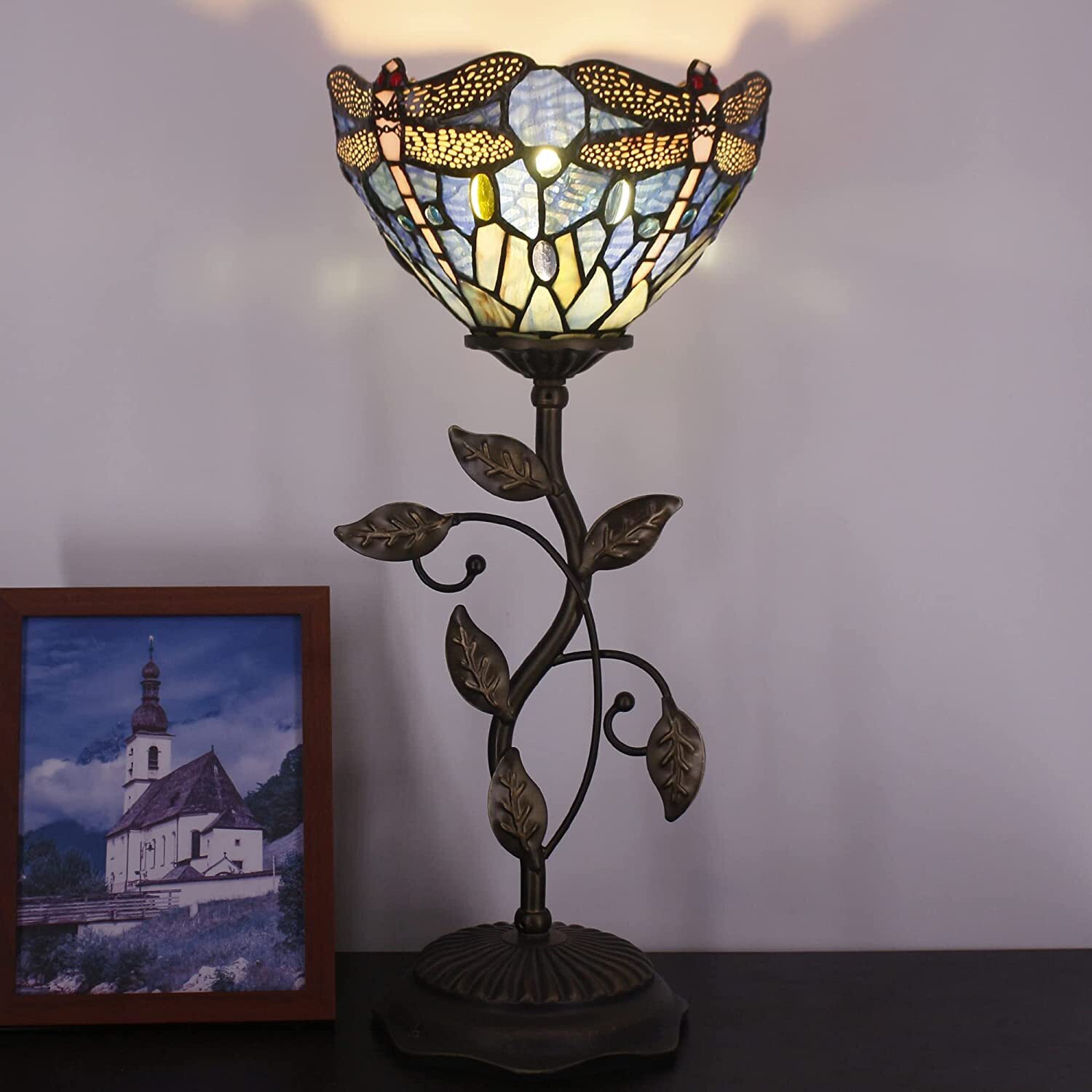 Stained Glass Torchiere Table Lamp