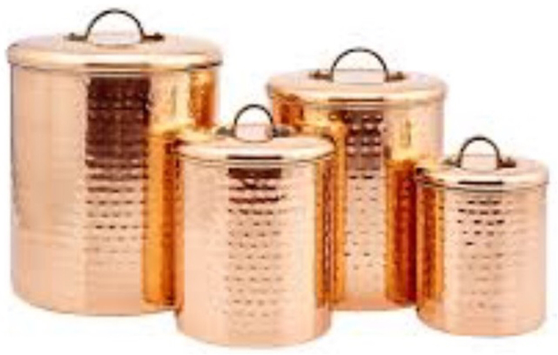 Stainless Steel Hammered 4 Piece Kitchen Canister Set